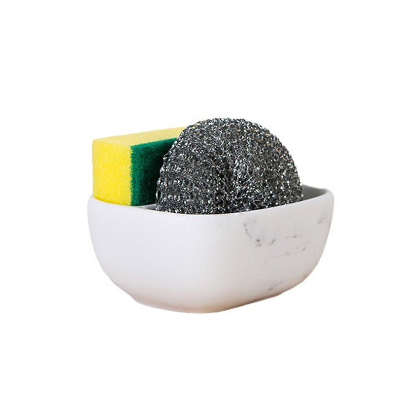 Porte-éponge en résine blanche pour cuisine