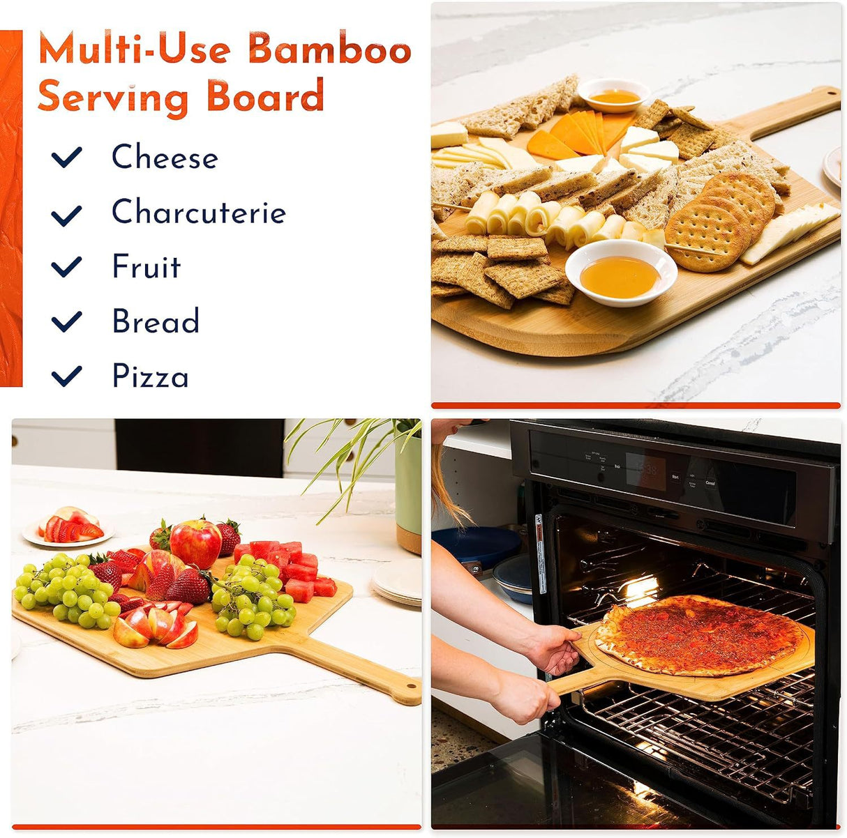 Planche à pizza en bois de 16 pouces - Par bateau