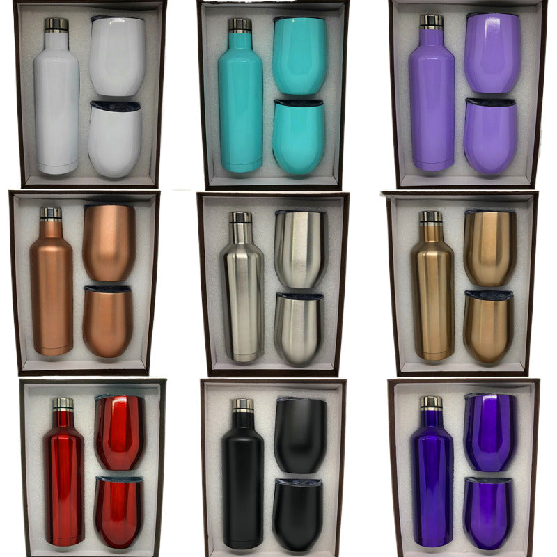 Coffret cadeau bouteille de vin et 2 verres