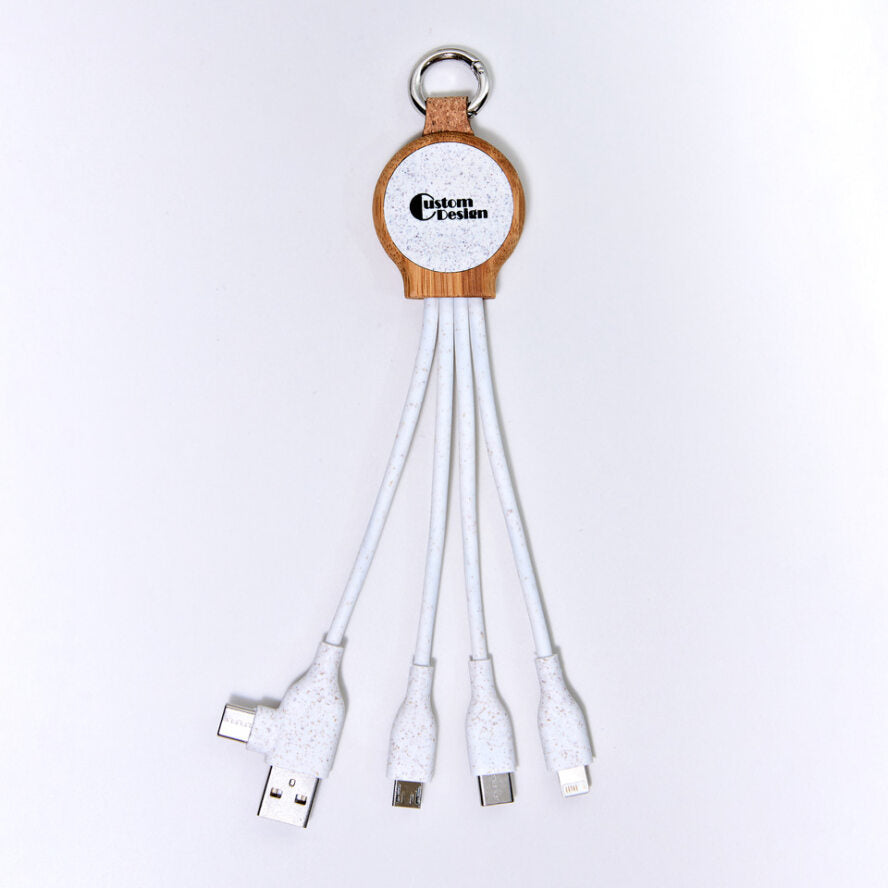 Câble de charge 3 en 1 en bambou de 6 pouces