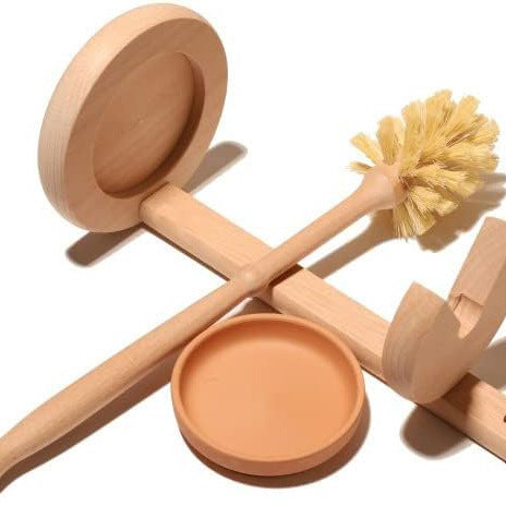 Porte-brosse de toilette avec brosse en fibre