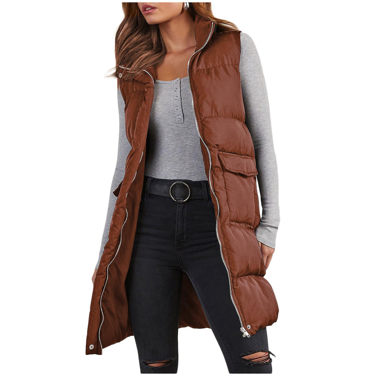 Gilet long sans manches