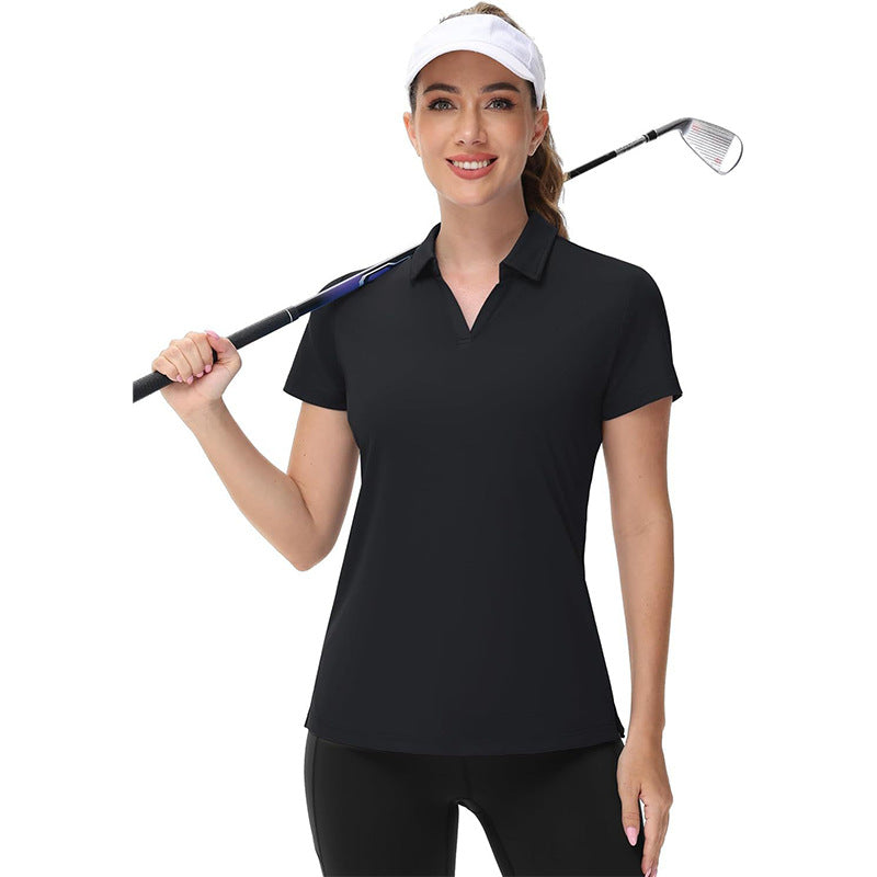 Polo col V pour femme