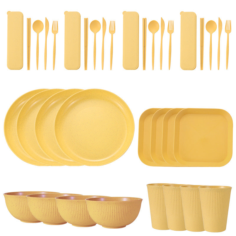 Wheat Straw Dinnerware Sets For 4 36pcs