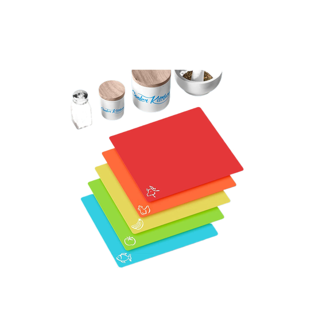 Ensemble de planches à découper en bois avec 6 codes couleur