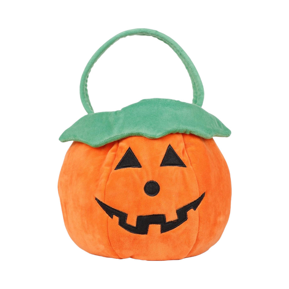 Seau fourre-tout en peluche citrouille d'Halloween