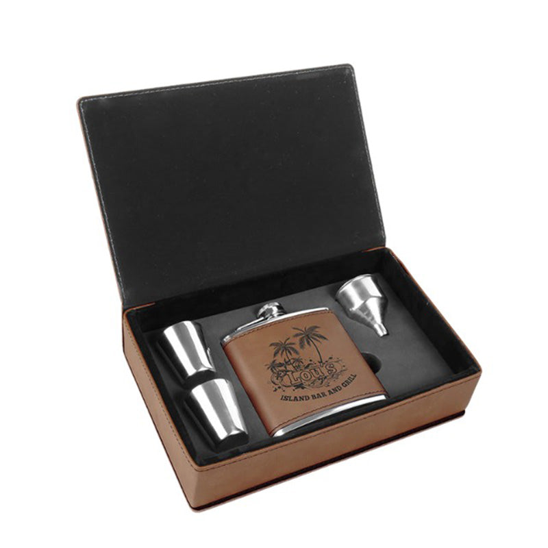 Flasque en similicuir et acier inoxydable