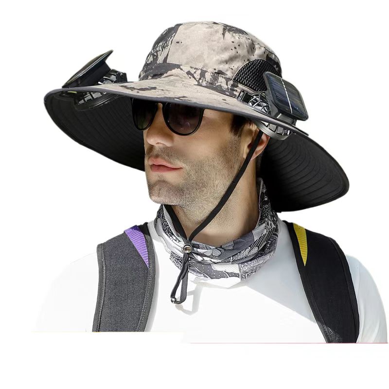 Chapeau de soleil à double ventilateur et à chargement solaire pour une utilisation en extérieur en été