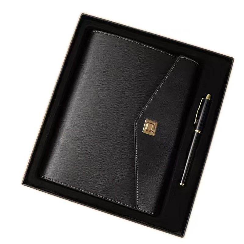 Office Gift Set - A5 Soft-cover Loose-leaf Notebook & Metal Signature Pen