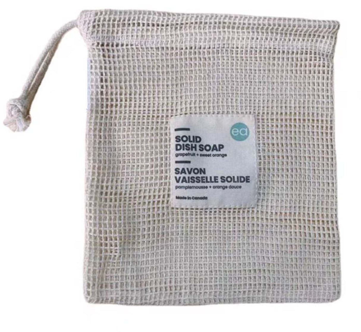 Drawstring Cotton Mesh Pouch With Woven Label Sewed Cosmetic Bag
