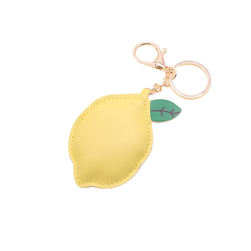 Lemon-shaped Leather Keychain - Bag Accessory