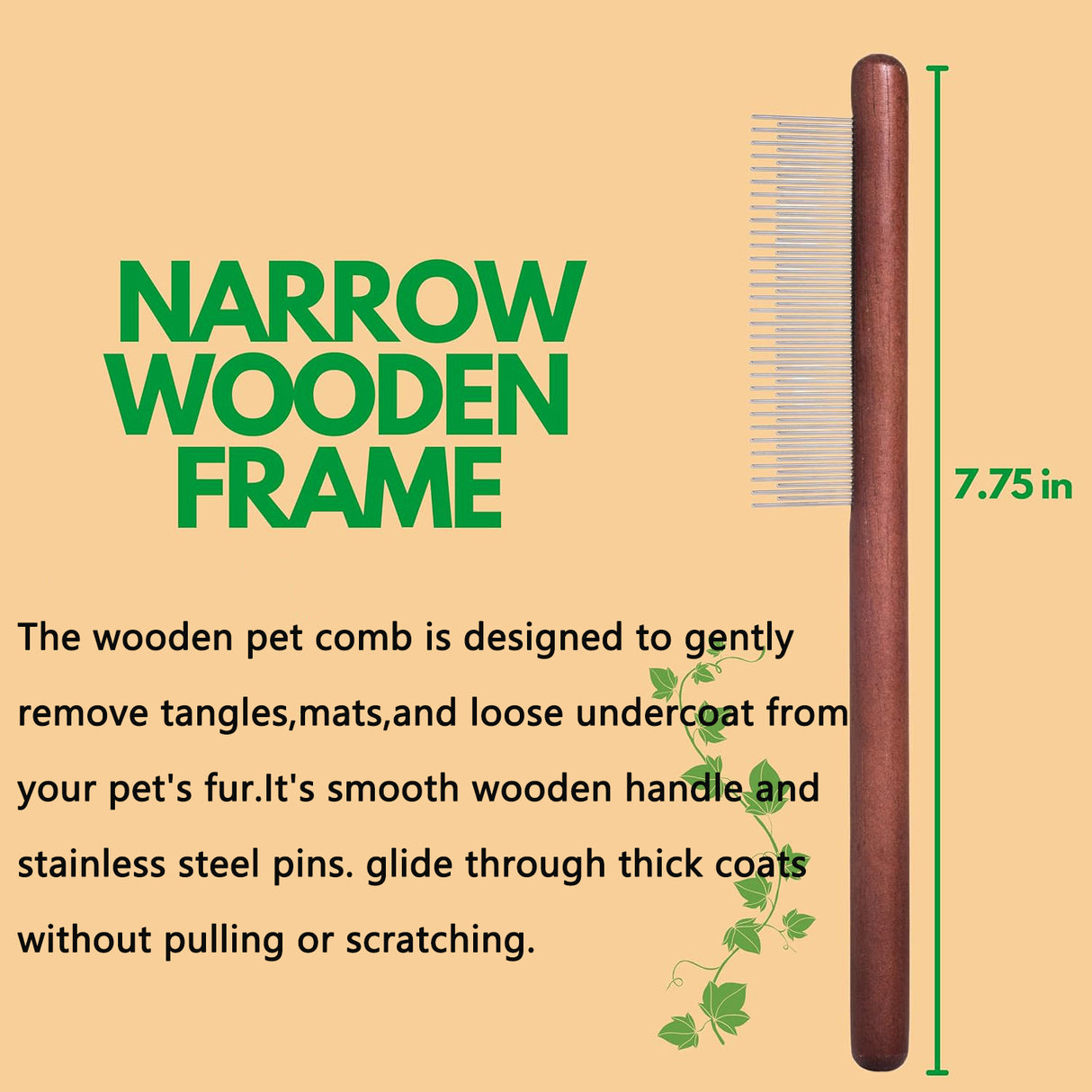 Peigne pour animaux en bois et en métal