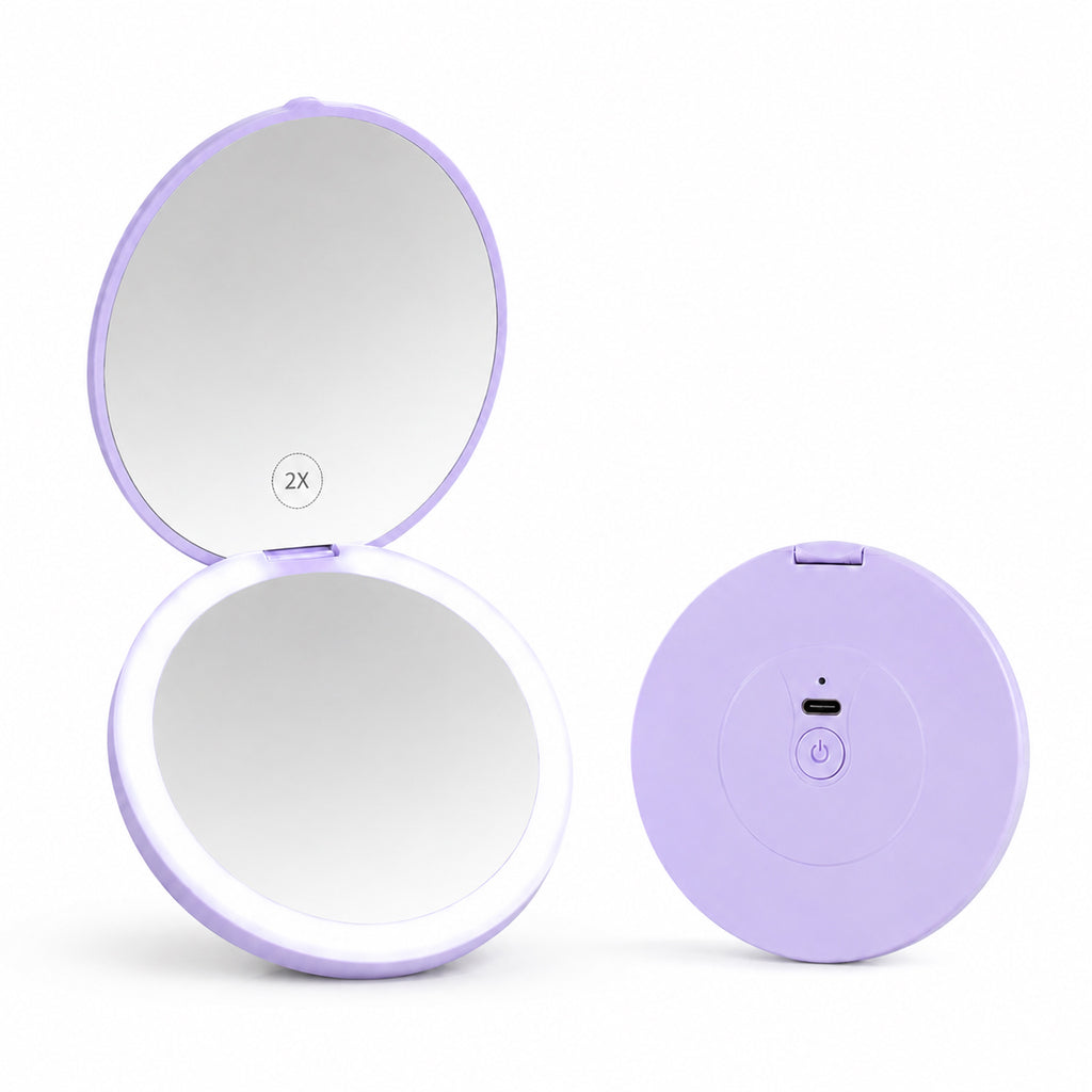 Led Lighted Makeup Mirror With Foldable Design