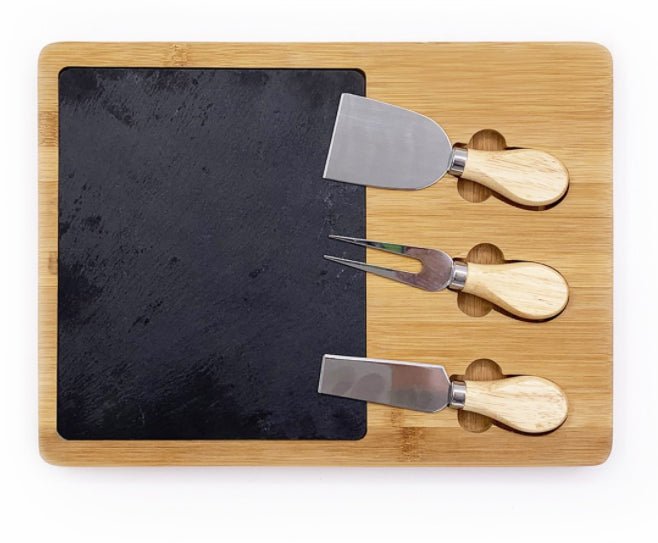 Bamboo/slate Cheese Board And Tool Set - Yorkn Inc✅