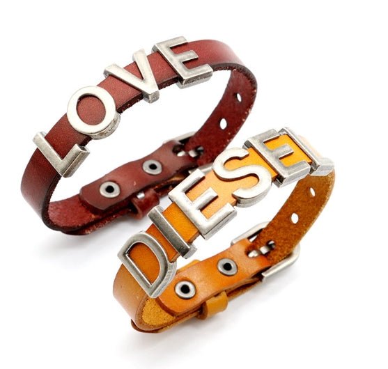 Leather Letter Bracelet - Yorkn Inc✅