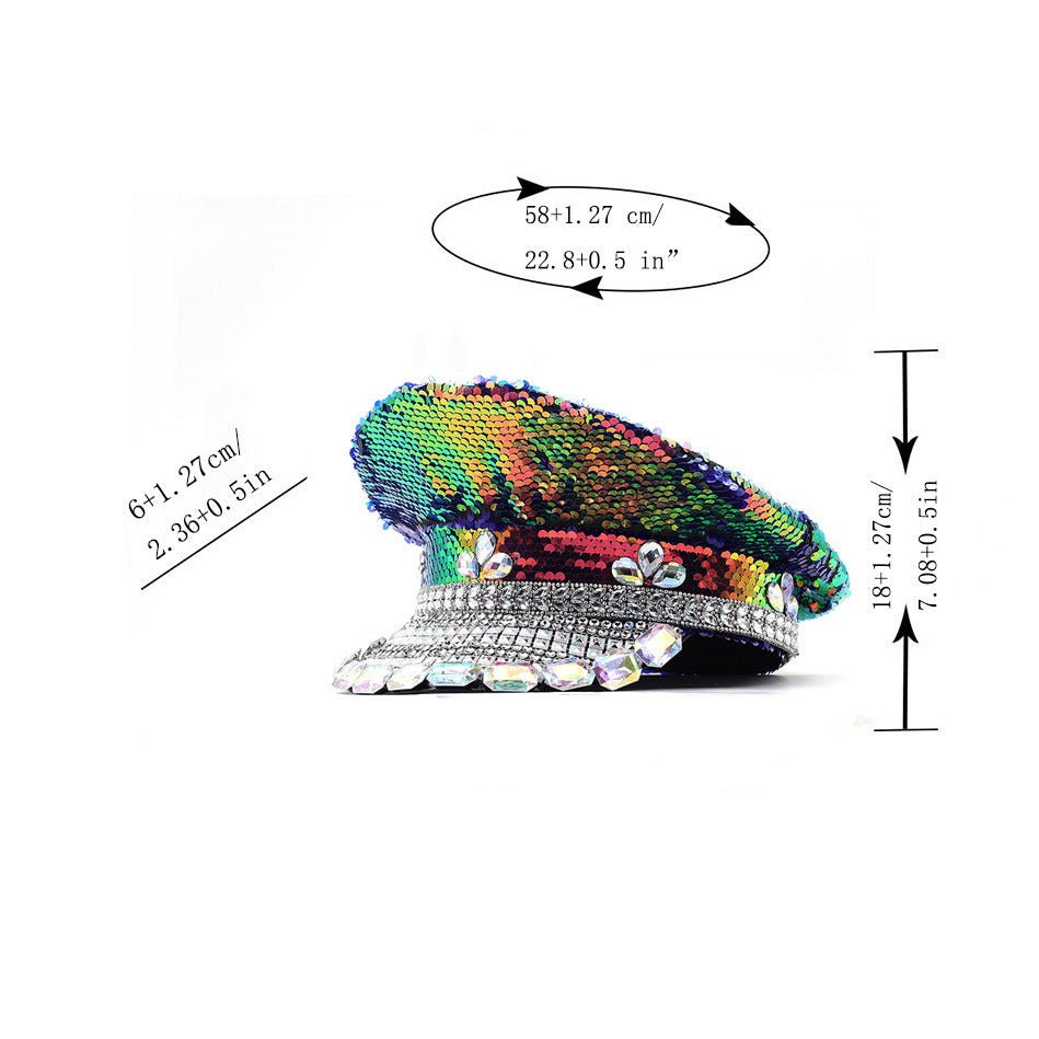 Sequin Flat Top Navy Hat - Yorkn Inc✅