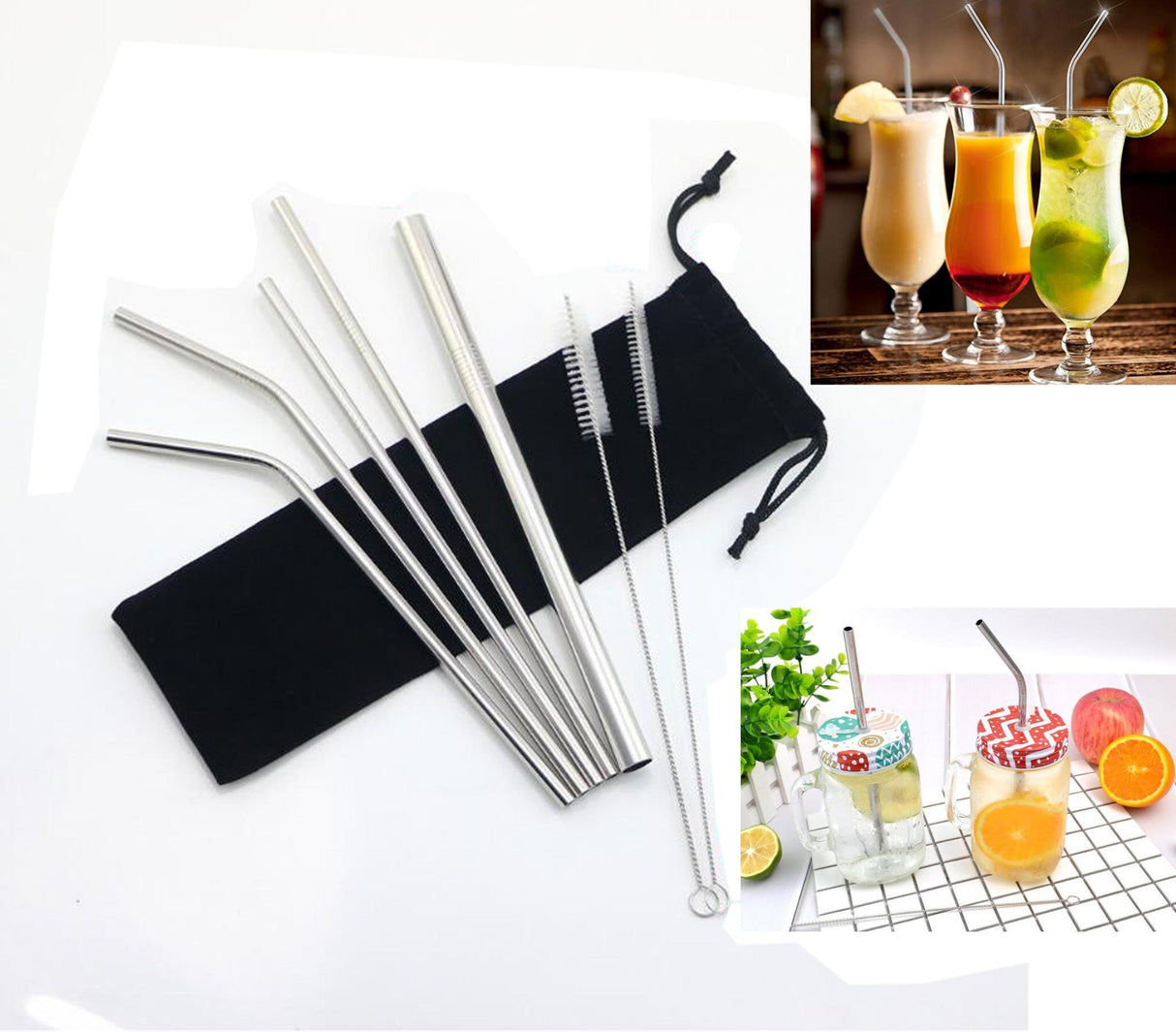 Silver Straw With Cleaning Brush - Yorkn Inc✅