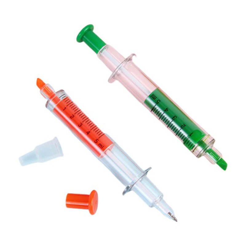 Syringe - shaped Double - ended Pen (highlighter & Ballpoint) - Yorkn Inc✅