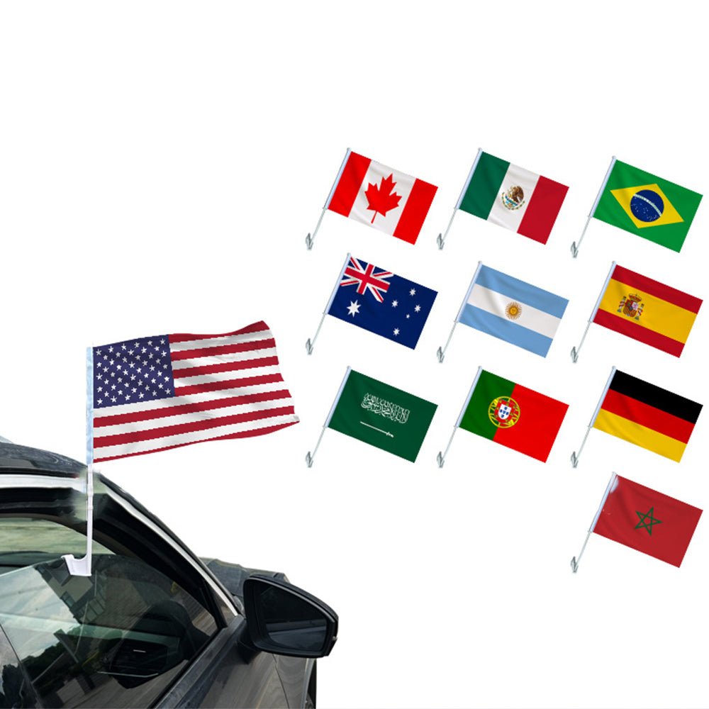 World Cup Polyester Car Flag With Pole - Yorkn Inc✅