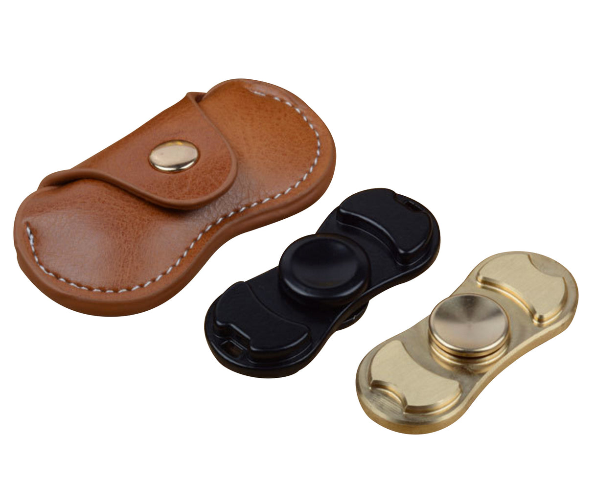 Spinner Fidget en cuir à double roulement 