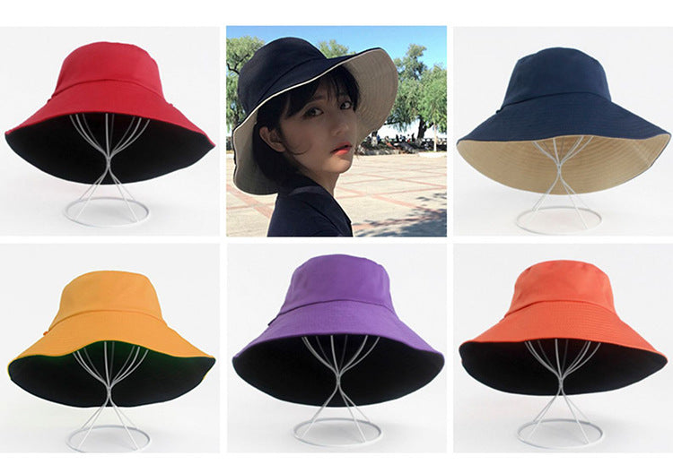 Chapeau bob réversible unisexe à large bord 