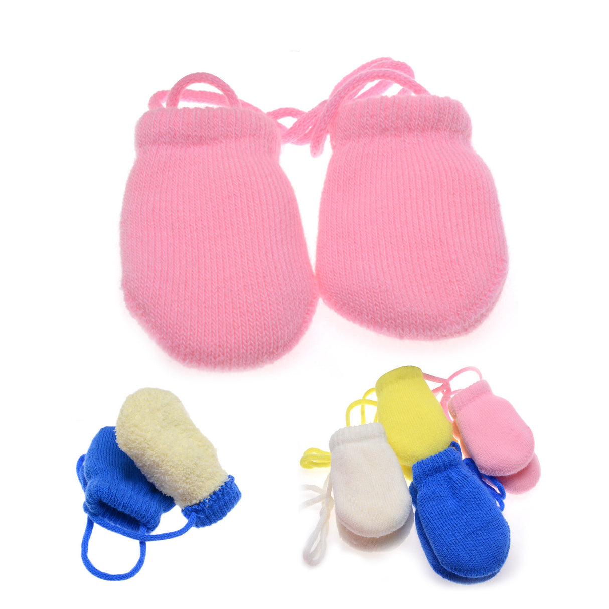 Mitaines en tricot acrylique épais double couche pour enfants 