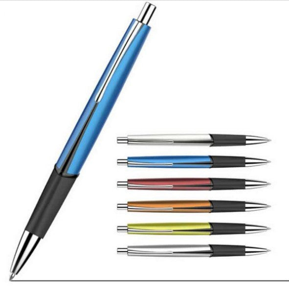 Stylo à bille à corps laqué avec poignée en caoutchouc confortable et clip en métal 