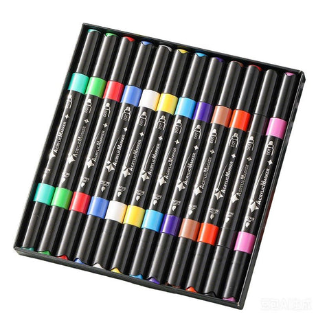 12-color Dual-tip Water-based Acrylic Marker Set - Yorkn Inc✅