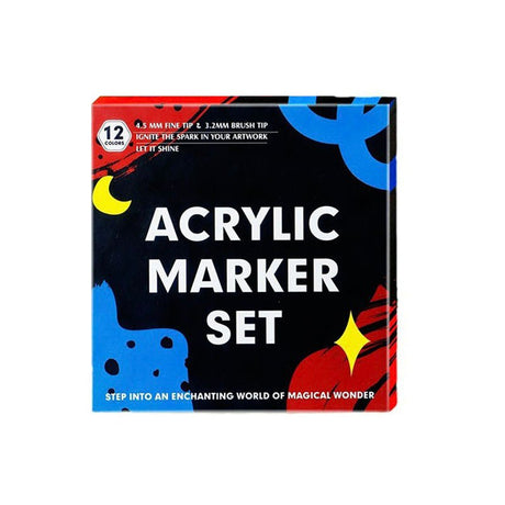 12-color Dual-tip Water-based Acrylic Marker Set - Yorkn Inc✅