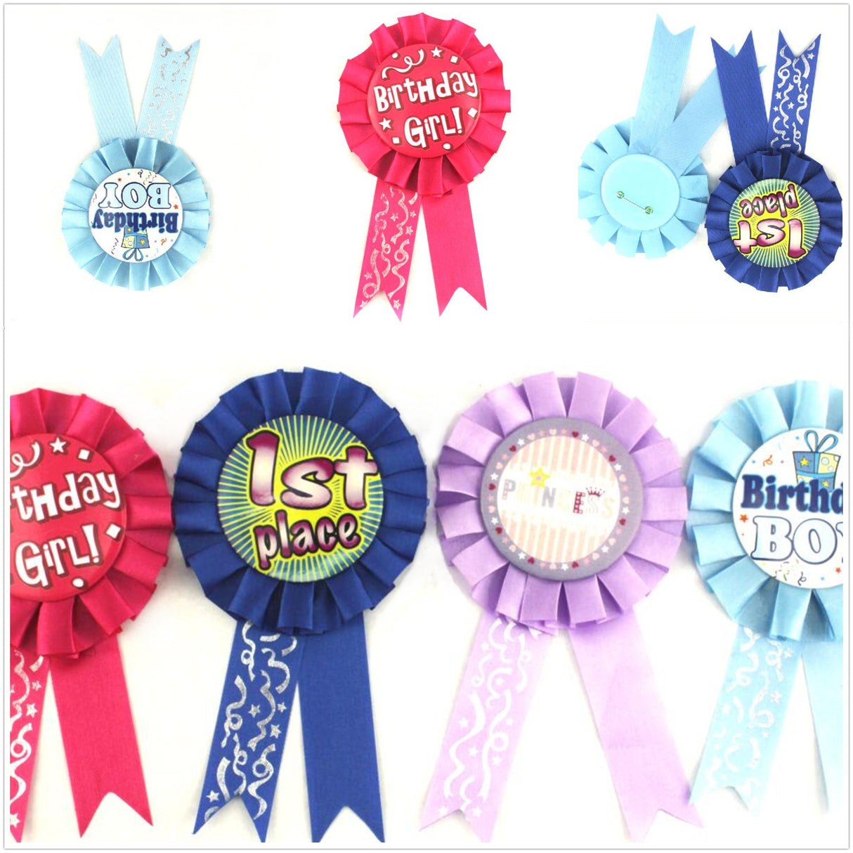 Ribbon Pin Round Shape Safety Clips On Back