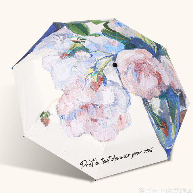 Gold Full Size Printed Foldable Umbrella