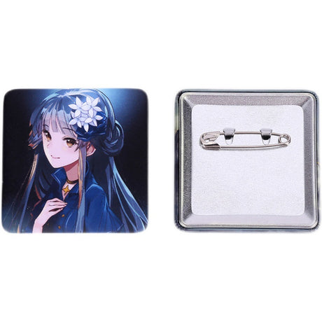 Square Shape Button Pin Full Size Printed