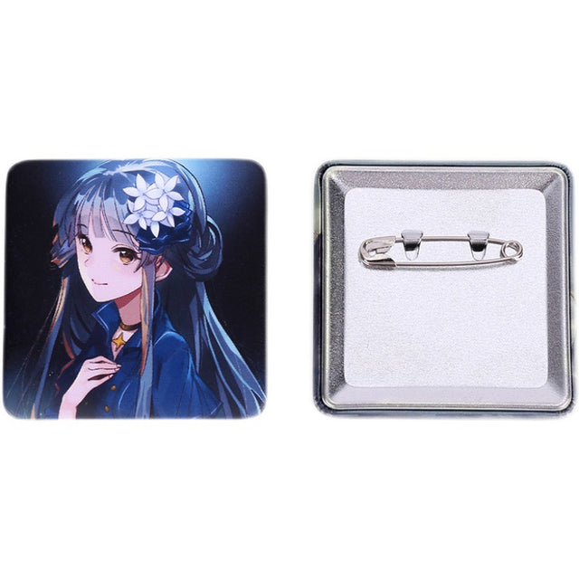 Square Shape Button Pin Full Size Printed