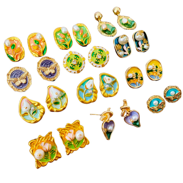 Boucles d'oreilles vintage en perles avec boîte amovible 