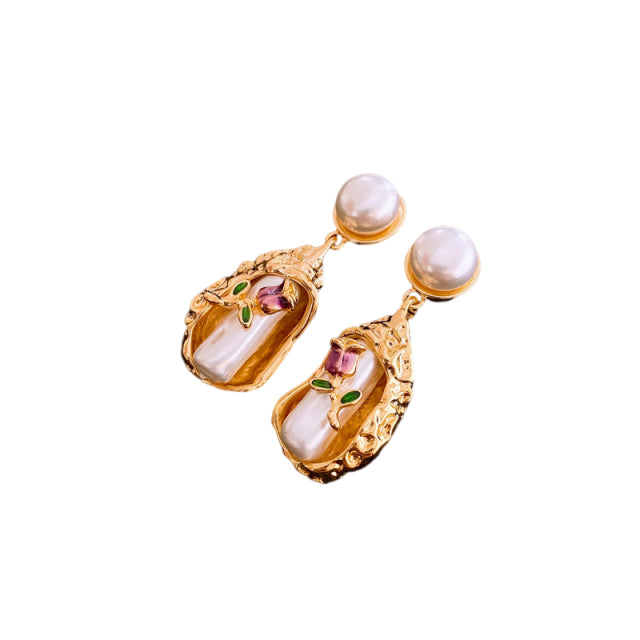 Boucles d'oreilles vintage en perles avec boîte amovible 