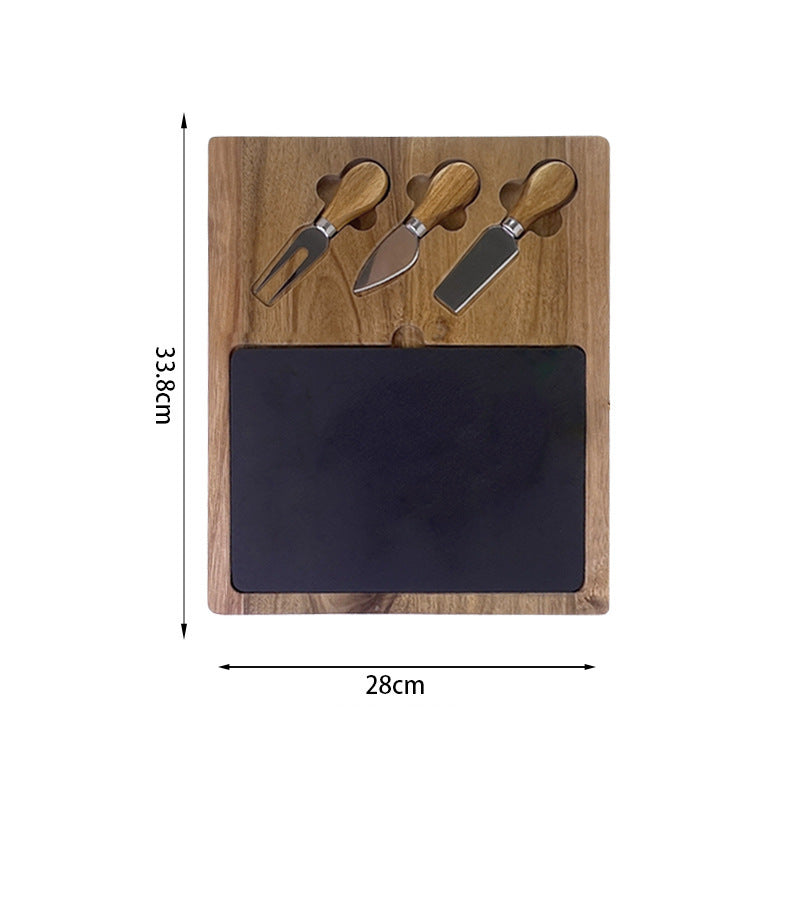 Service à fromage rectangulaire en bois d'acacia et ardoise 