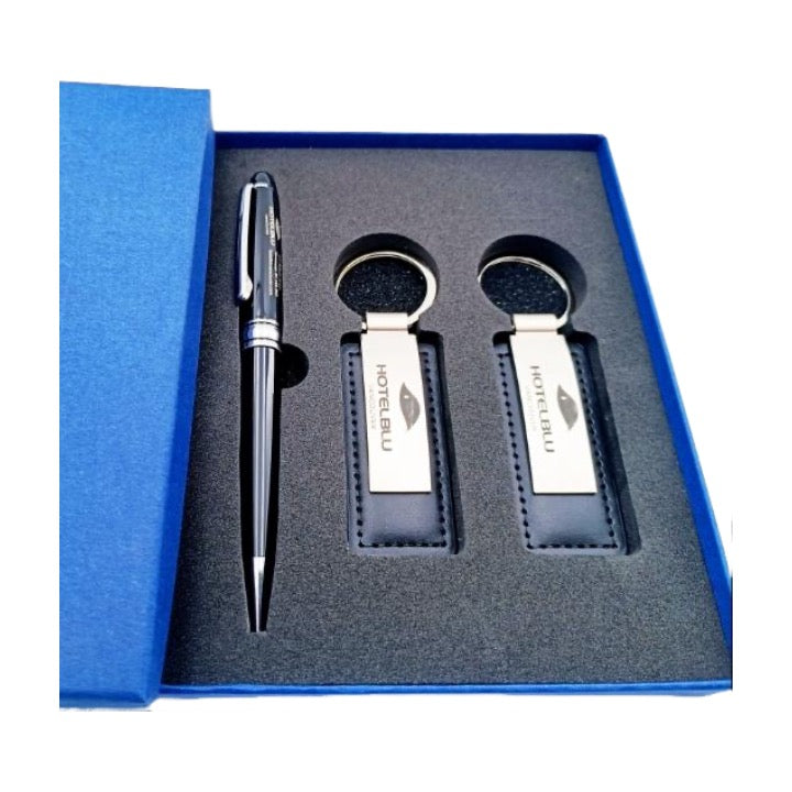 Coffret porte-clés et stylo en métal, 3 pièces, dans un coffret cadeau 