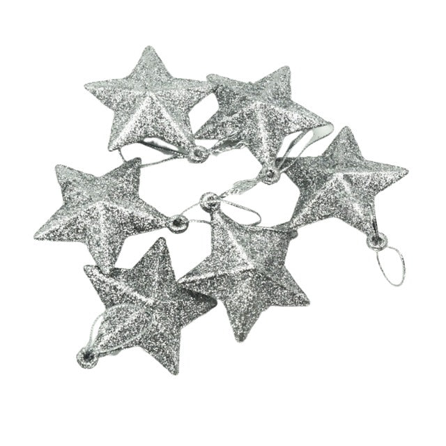 Lot de 6 décorations de Noël étoiles scintillantes 
