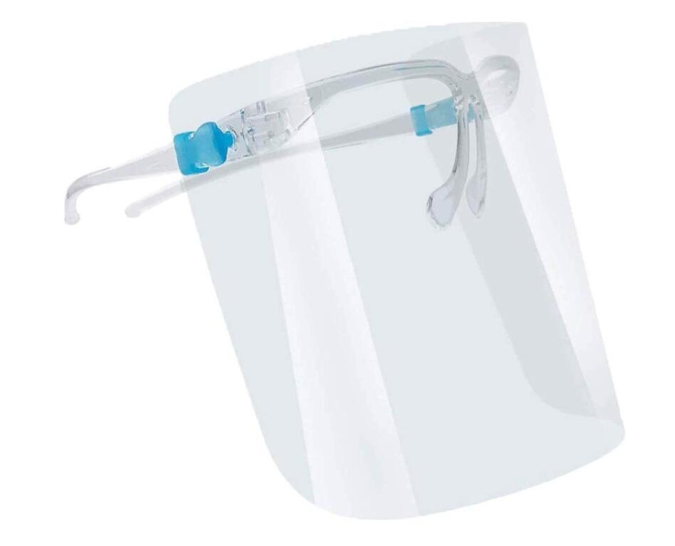 Écran facial avec poignée d'oreille transparente 