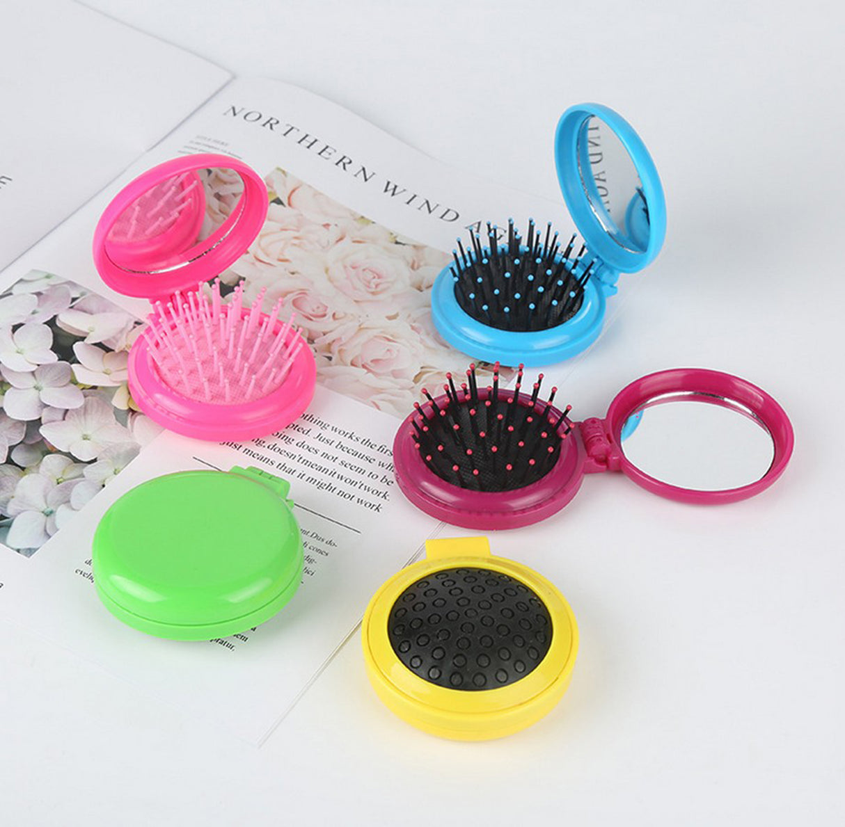 Peigne miroir circulaire pliable 