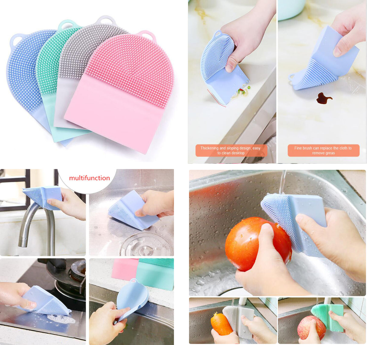 Brosse à vaisselle en silicone 2 en 1 