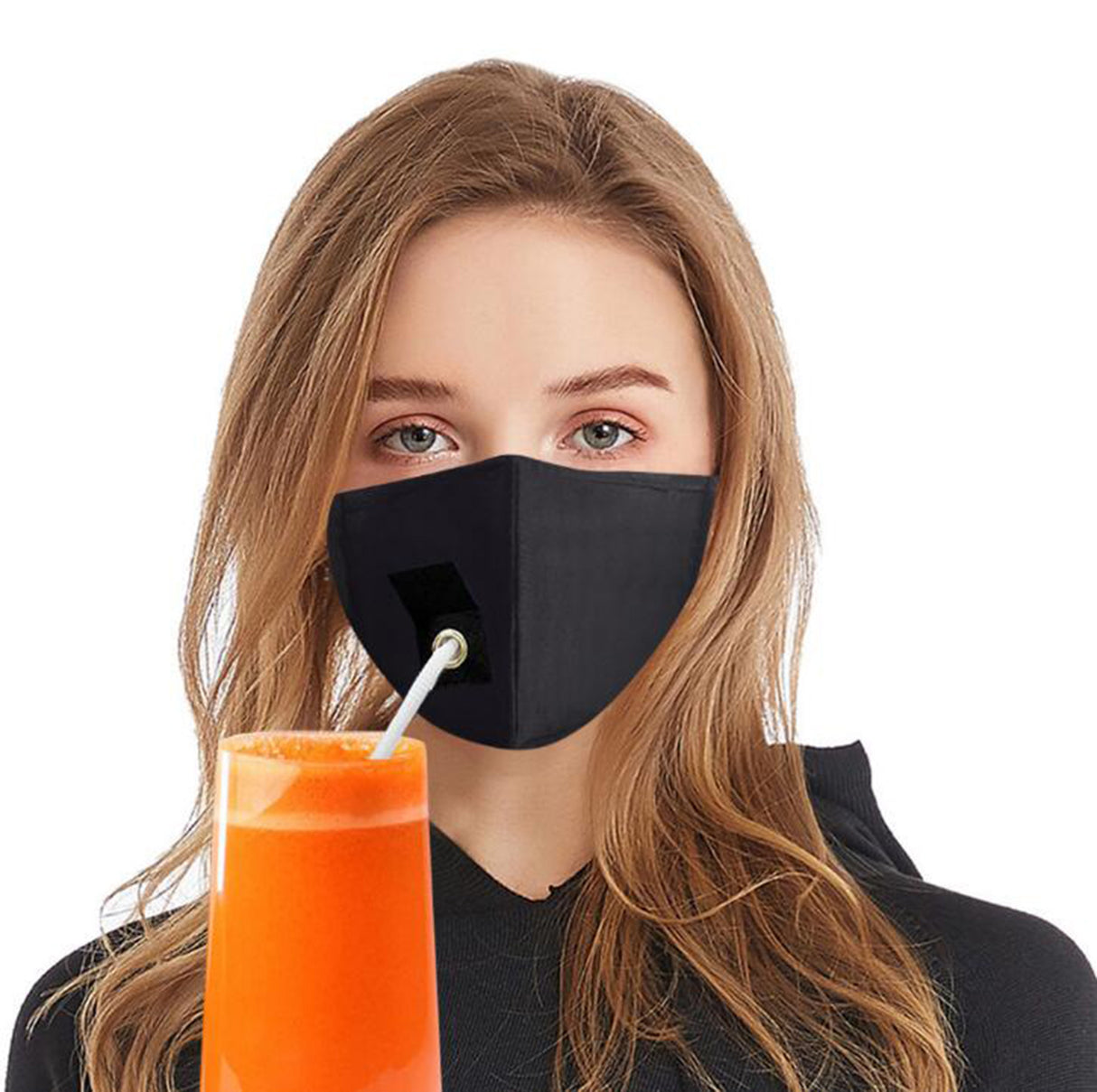 Masque facial avec trou pour paille 