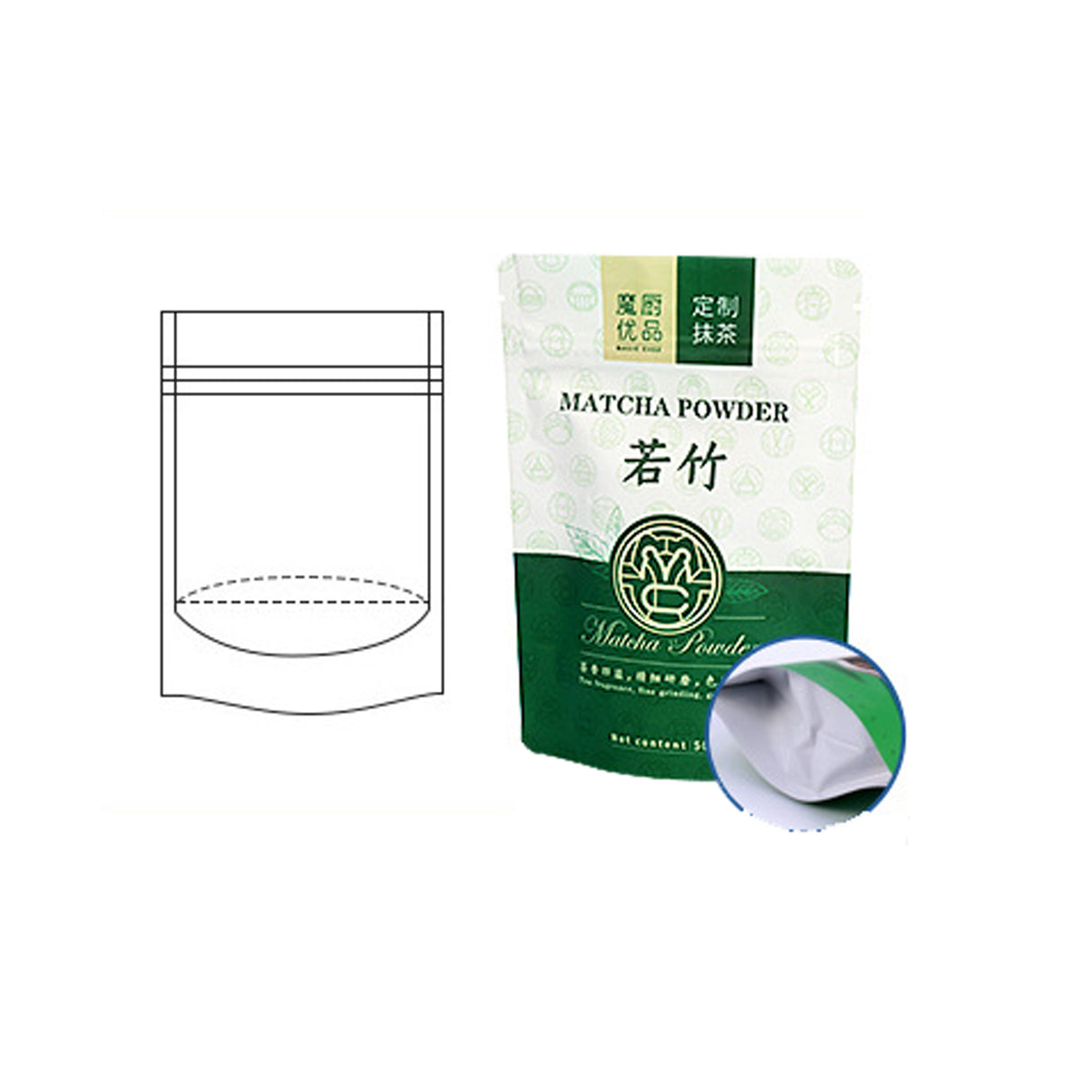 Sachets refermables en aluminium avec fermeture à glissière 