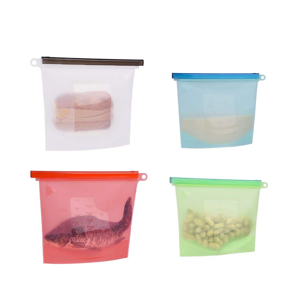 Ensemble de sacs de rangement réutilisables en silicone 