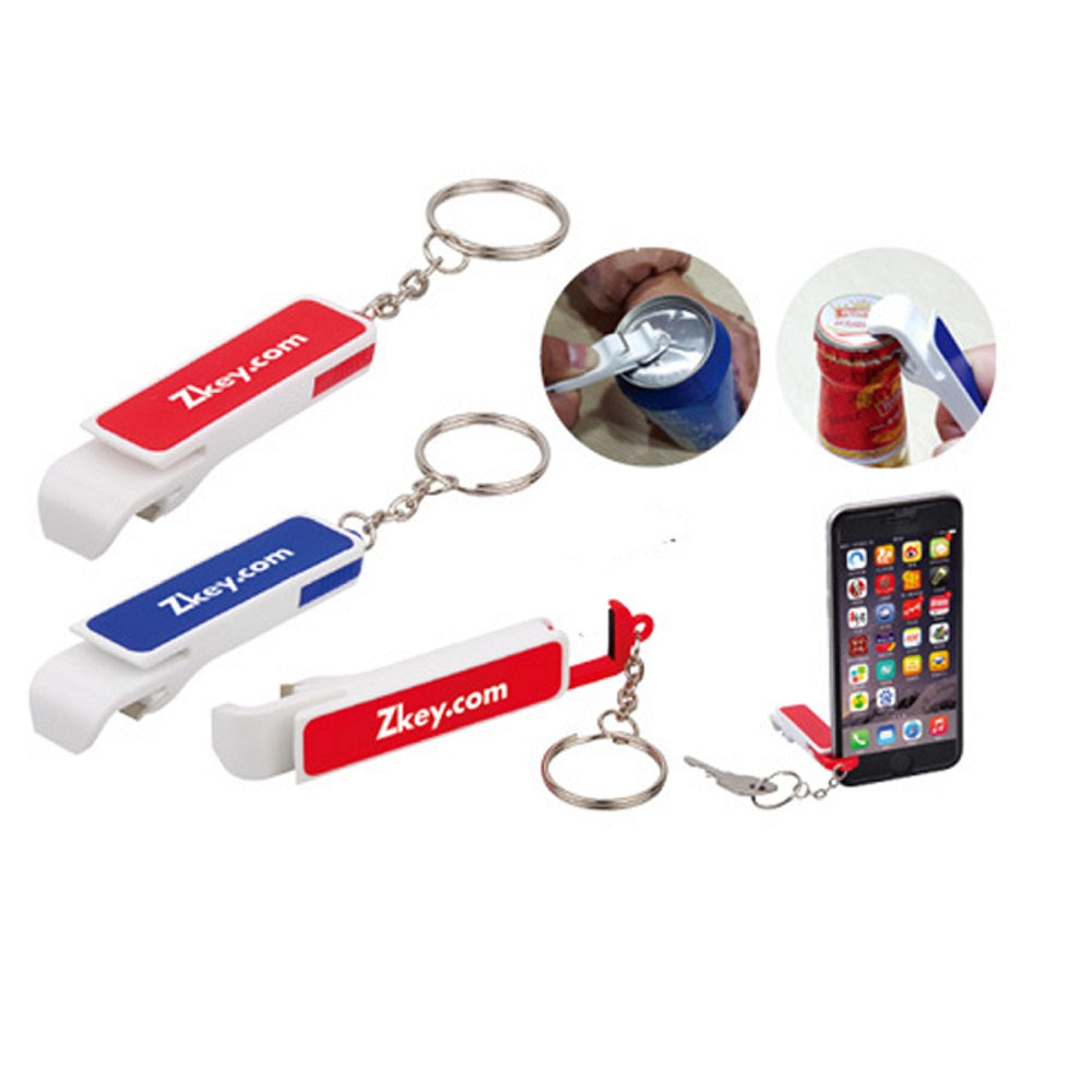 Porte-clés avec support de téléphone et décapsuleur 