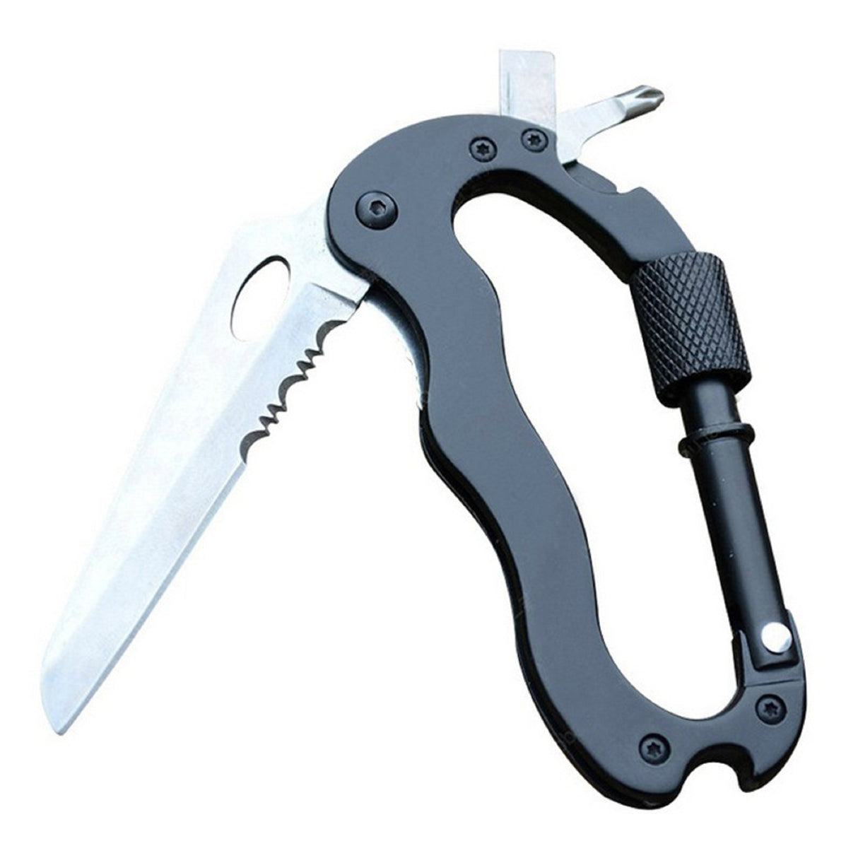 Mousquetons multi-outils avec couteau, tournevis et décapsuleur 
