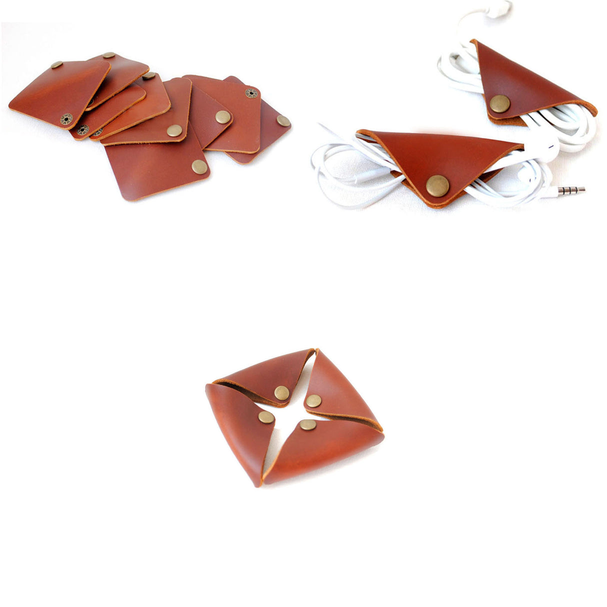 Organiseur de câbles triangulaire en cuir synthétique 