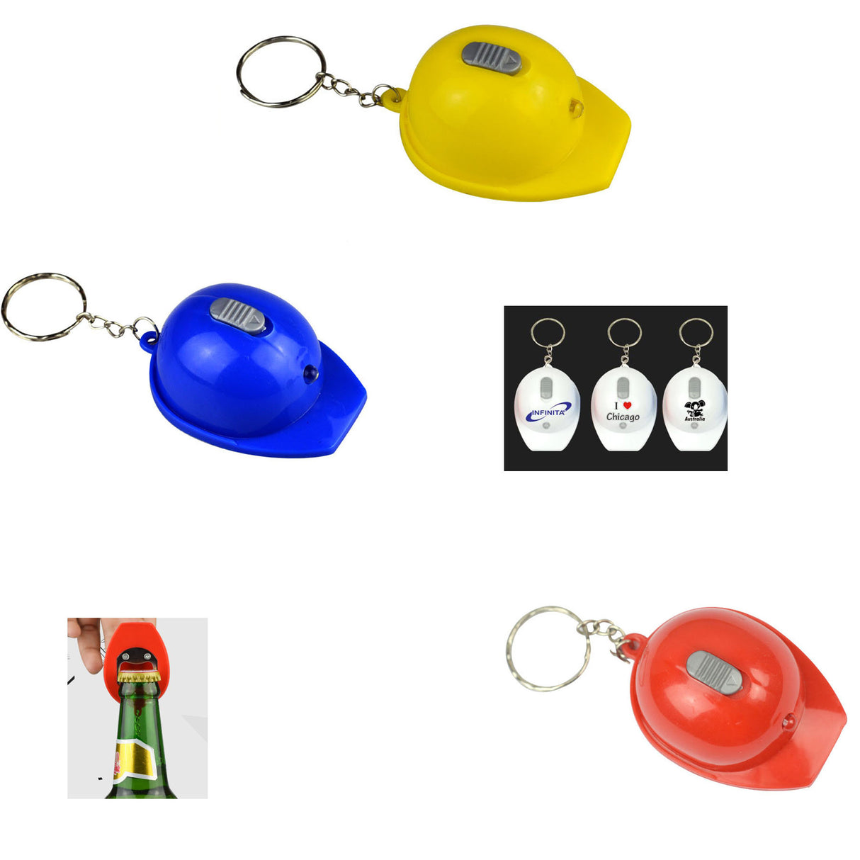 Cap Shaped Led Light Bottle Opener Key Chain