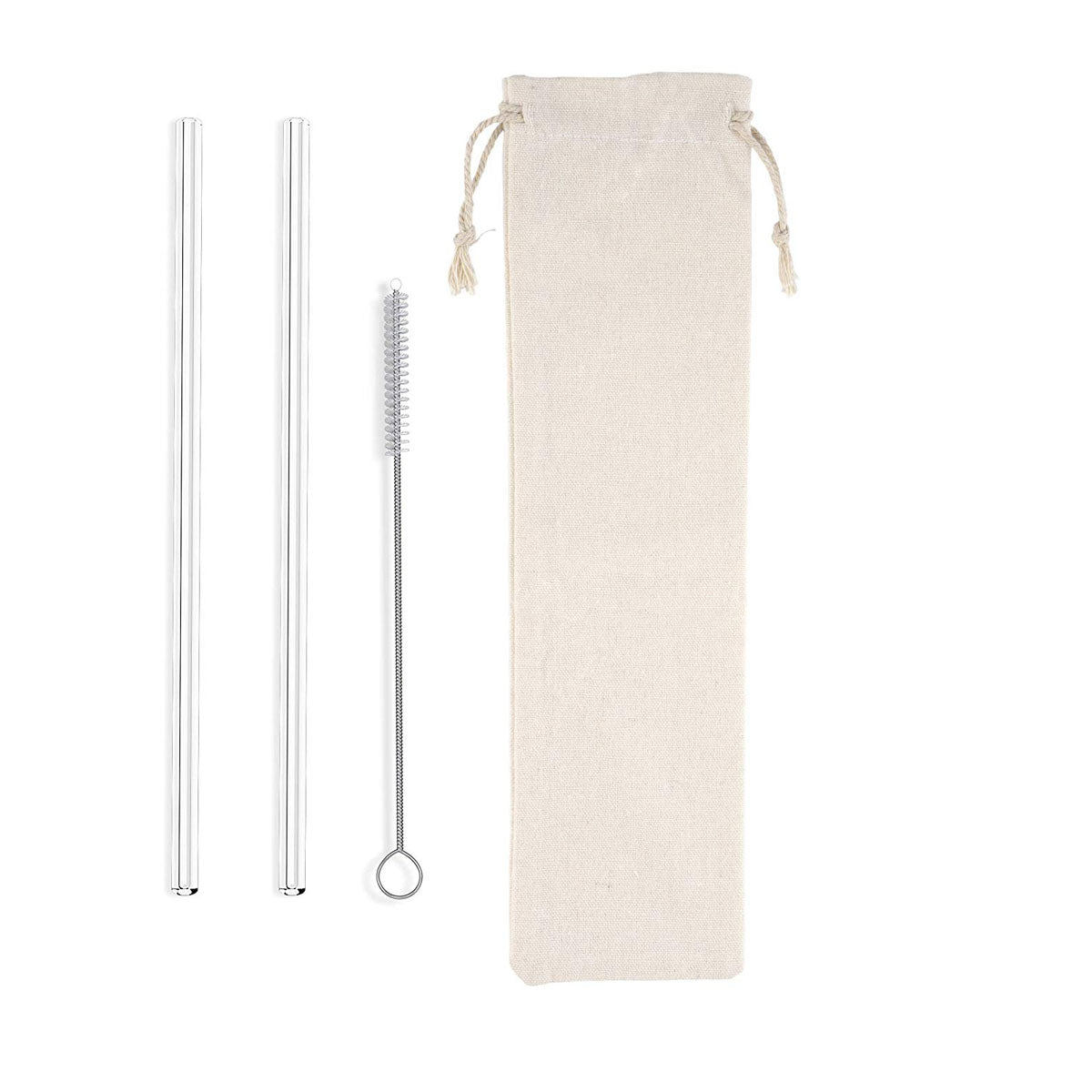 Pailles en verre droites avec brosse de nettoyage 