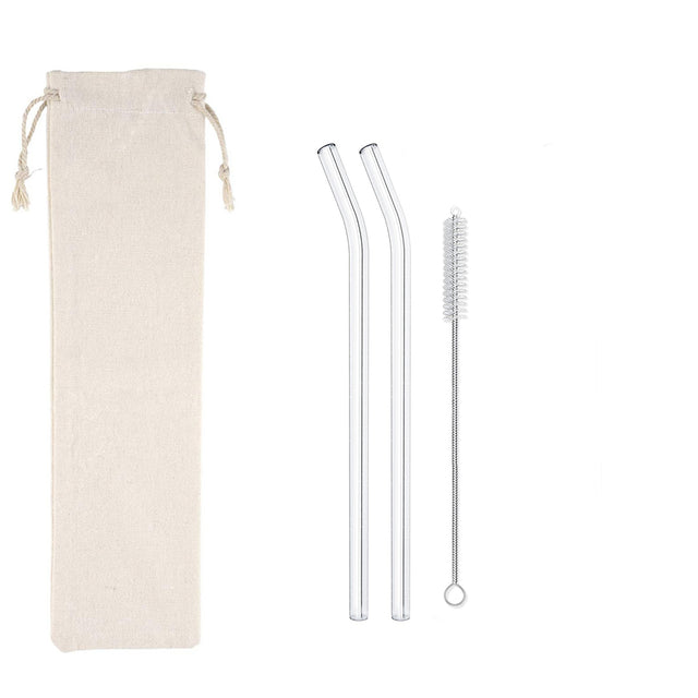 Bent Glass Straws With 1 Cleaning Brush
